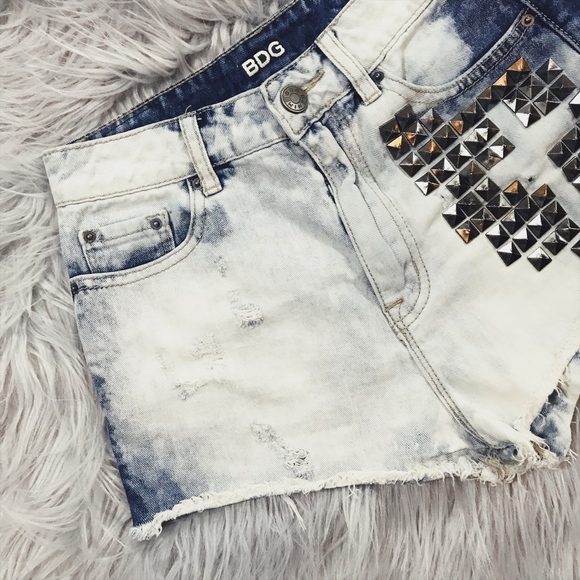 BDG Studded High Waist Denim Shorts - Picture 2 of 5